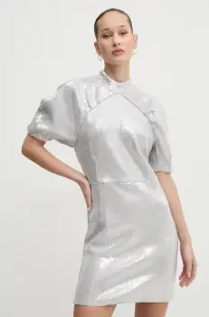 Rotate rochie culoarea gri, mini, drept, 113570039 imagine