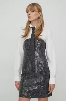 Rotate rochie culoarea gri, mini, mulata imagine