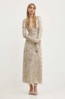 Rotate rochie culoarea maro, maxi, evazati imagine