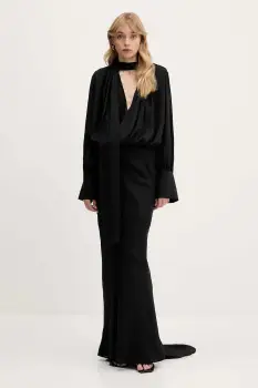 Rotate rochie culoarea negru, maxi, drept, 115019100 imagine