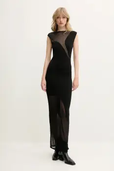 Rotate rochie culoarea negru, maxi, mulata, 113706100 imagine