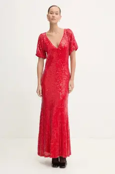 Rotate rochie culoarea rosu, maxi, drept, 1131513017 imagine