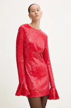 Rotate rochie culoarea rosu, mini, drept, 1131503017 imagine