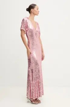 Rotate rochie culoarea roz, maxi, drept, 1131512307 imagine