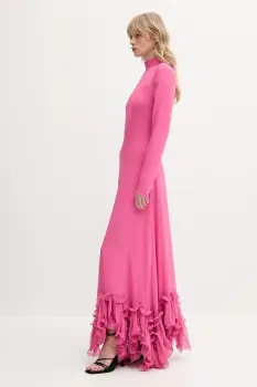 Rotate rochie culoarea roz, maxi, evazati, 113977504 imagine