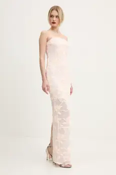 Rotate rochie culoarea roz, maxi, mulata, 1136893042 imagine