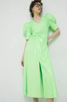 Rotate rochie culoarea verde, midi, evazati imagine