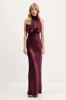 Rotate rochie de matase culoarea bordo, maxi, evazati, 1146542734 imagine