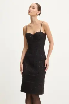 Rotate rochie din amestec de lana culoarea negru, mini, mulata, 113088100 imagine