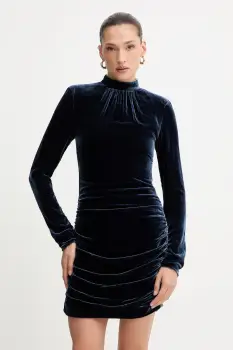 Rotate rochie din amestec de matase culoarea albastru, mini, mulata 1149221192 imagine