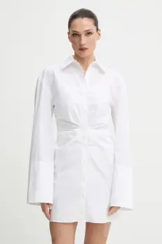 Rotate rochie din bumbac culoarea alb, mini, mulata, 115162400 imagine