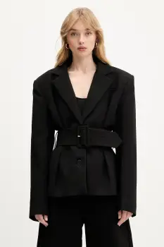 Rotate sacou culoarea negru, un singur rand de nasturi, uni, 114825100 imagine