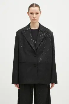 Rotate sacou din lana Oversized Sequins Blazer culoarea negru, un singur rand de nasturi, 113325100 imagine