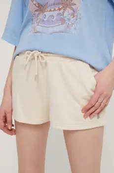 Roxy pantaloni scurti femei, culoarea bej, neted, medium waist, ERJFB03419 imagine