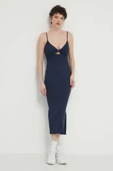 Roxy rochie Wavey Lady culoarea albastru marin, midi, mulata, ERJKD03469 imagine