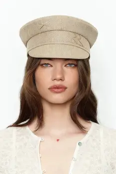 RUSLAN BAGINSKIY sapca de femei din amestec de lana Logo-embroidered Baker Boy Cap imagine