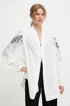 sacou culoarea alb, oversize, modelator imagine