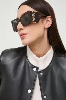 Saint Laurent ochelari de soare femei, culoarea negru imagine