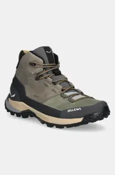 Salewa pantofi Puez Leather Mid PTX barbati, culoarea verde, 00.0000061459 imagine