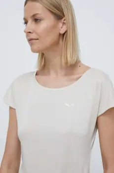 Salewa tricou sport Puez Melange culoarea bej imagine