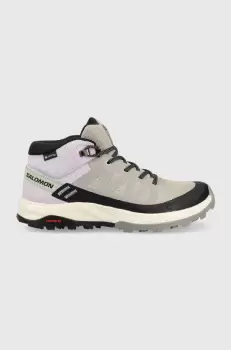 Salomon pantofi Outrise Mid GTX femei, culoarea gri imagine