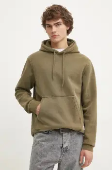 Samsoe Samsoe bluza barbati, culoarea verde, cu gluga, neted, M24400008 imagine