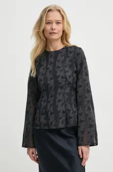 Samsoe Samsoe bluza SAANAI femei, culoarea albastru marin, modelator, F24400157 imagine