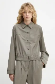 Samsoe Samsoe geaca din amestec de lana SAESMELLA culoarea gri, de tranzitie, F24400130 imagine