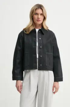 Samsoe Samsoe geaca din denim SANADINA femei, culoarea negru, de tranzitie, oversize, F24400175 imagine