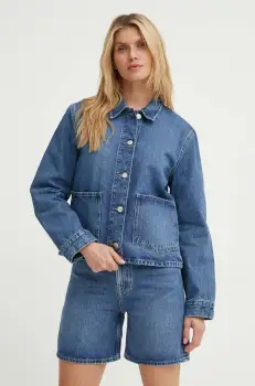 Samsoe Samsoe geaca jeans SANADINA femei, de tranzitie, oversize, F24100044 imagine