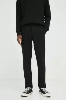 Samsoe Samsoe pantaloni barbati, culoarea negru, mulata imagine