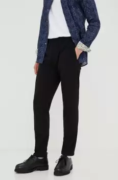 Samsoe Samsoe pantaloni barbati, culoarea negru, mulata imagine
