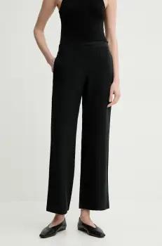 Samsoe Samsoe pantaloni din amestec de in SAHANI culoarea negru, lat, high waist, F25100013 imagine