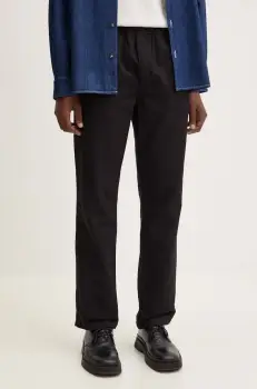 Samsoe Samsoe pantaloni din amestec de in SAJABARI culoarea negru, mulata, M24200056 imagine