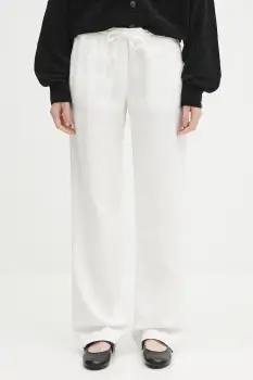 Samsoe Samsoe pantaloni din in HOYS culoarea alb, drept, medium waist, F23900002 imagine