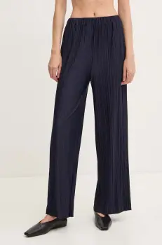 Samsoe Samsoe pantaloni femei, culoarea albastru marin, lat, high waist imagine