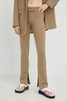 Samsoe Samsoe pantaloni femei, culoarea bej, mulata, high waist imagine