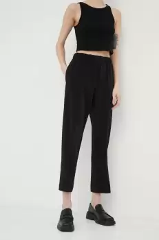 Samsoe Samsoe pantaloni femei, culoarea negru, drept, high waist imagine