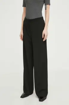 Samsoe Samsoe pantaloni femei, culoarea negru, lat, high waist imagine