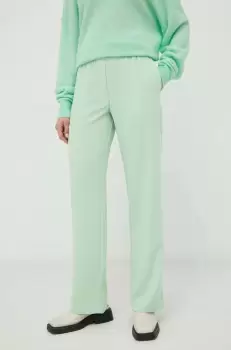 Samsoe Samsoe pantaloni femei, culoarea verde, drept, high waist imagine
