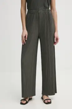 Samsoe Samsoe pantaloni femei, culoarea verde, lat, high waist imagine