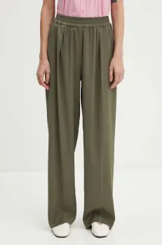 Samsoe Samsoe pantaloni JULIA femei, culoarea verde, lat, high waist, F23100048 imagine