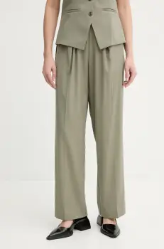 Samsoe Samsoe pantaloni JULIA femei, culoarea verde, lat, high waist, F23100048 imagine