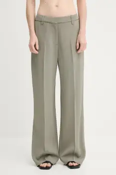 Samsoe Samsoe pantaloni SAESMERALDA culoarea verde, lat, high waist, F25100051 imagine