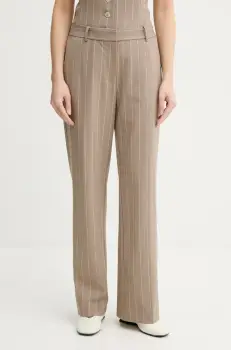 Samsoe Samsoe pantaloni SALARA femei, culoarea bej, drept, high waist, F25100183 imagine