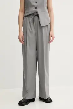 Samsoe Samsoe pantaloni SARILA culoarea gri, lat, high waist, F25200049 imagine