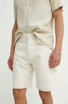 Samsoe Samsoe pantaloni scurti jeans SAEDDIE barbati, culoarea bej, M24200004 imagine