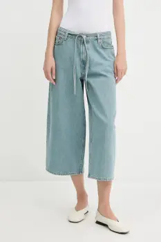 Samsoe Samsoe pantaloni scurti jeans SAHARPER uni, high waist, F25200011 imagine