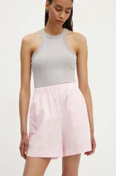 Samsoe Samsoe pantaloni scurti SALOVA femei, culoarea roz, modelator, high waist, F24200111 imagine