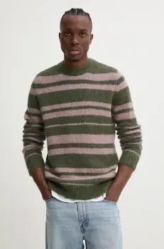 Samsoe Samsoe pulover de lana SAARIN barbati, culoarea verde, M24300098 imagine